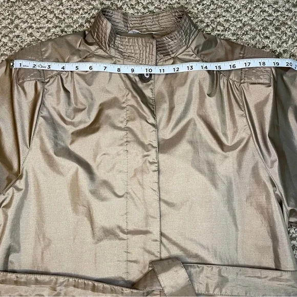 Vintage 80s Windsor Bay Belted Balloon Sleeve Trench Coat - Iridescent Champagne - Picture 8 of 16